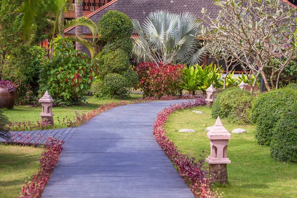 Trädgårdsväg Resort Med Träd Tropisk Strand Myanmar — Stockfoto