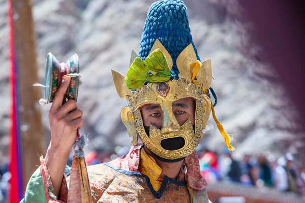 Ladakh Північна Індія June 2015 Тибетський Чоловік Одягнений Містичну Маску — стокове фото