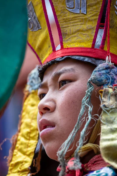 Ladakh Północne Indie Czerwiec 2015 Młodzieniec Tybetański Uczestniczy Festiwalu Buddyjskim — Zdjęcie stockowe