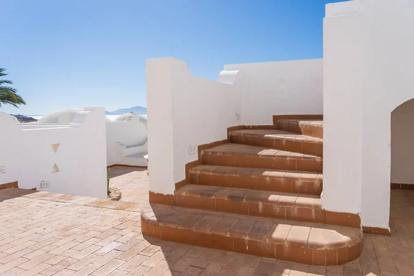 Detalle Escaleras Pared Blanca Una Casa Calle Egipto Sharm Sheikh — Foto de Stock