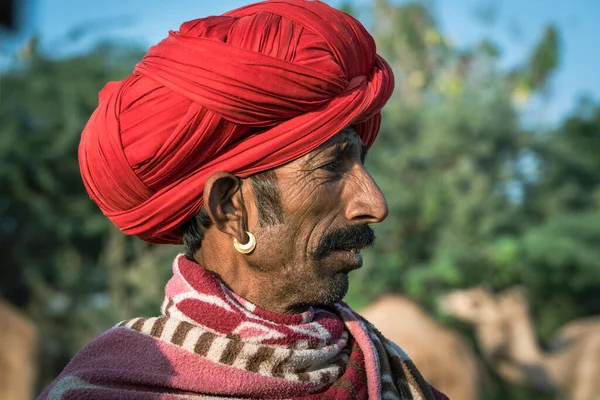 Pushkar India Nov 2018 Indiase Man Woestijn Thar Tijdens Pushkar — Stockfoto