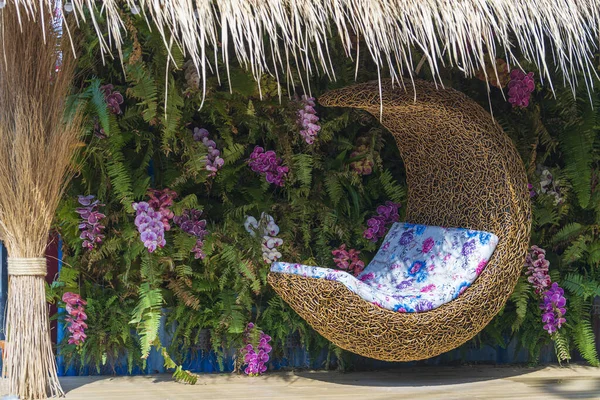 Acogedor Lugar Con Columpio Con Colchón Jardín Tropical Isla Koh —  Fotos de Stock