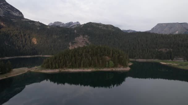 Vista Aérea Del Lago Negro Crno Jezero Norte Montenegro Lago — Vídeos de Stock