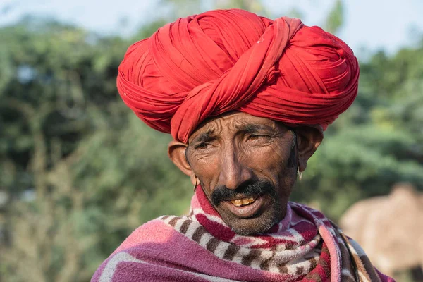 Pushkar India Nov 2018 Indian Man Desert Thar Pushkar Camel — Stock Photo, Image