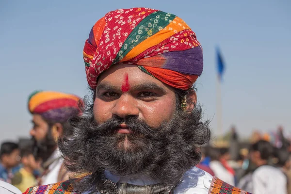 Jaisalmer Indie Luty 2017 Indianin Tradycyjnej Sukience Rajasthani Uczestniczy Konkursie — Zdjęcie stockowe