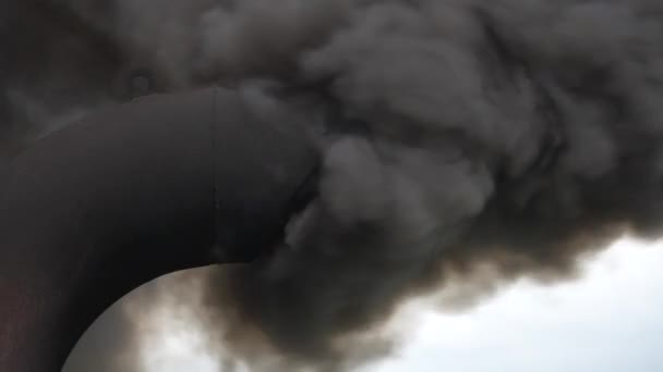 Black Smoke Ferry Boat Flue Background Close Thailand Chimney Ferry — Stock Video