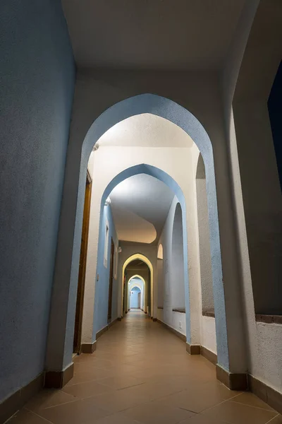 Dettaglio Del Muro Corridoio Con Molti Archi Notte Egitto Hotel — Foto Stock