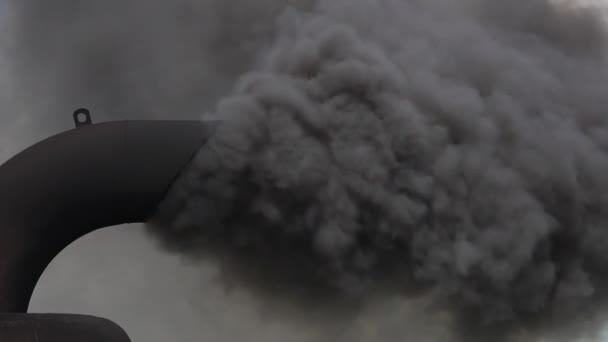 Black Smoke Ferry Boat Flue Background Close Thailand Chimney Ferry — Stock Video