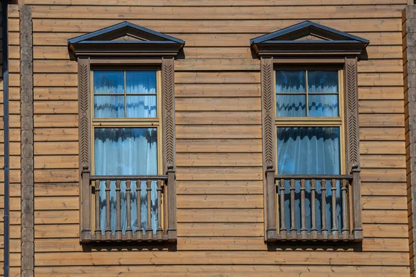 Detalle Casa Madera Rural Tradicional Ucraniana Fachada Exterior Fondo Con — Foto de Stock