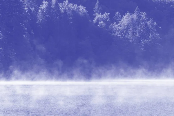 Lekka Mgła Nad Jeziorami Plitwickimi Letni Dzień Rano Parku Narodowym — Zdjęcie stockowe