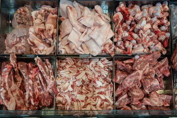 Vers Vlees Reuzel Botten Verkocht Een Supermarkt Thailand Close Vleesachtergrond — Stockfoto
