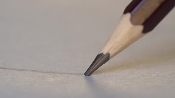 Artist Hand Drawing Flat Gray Line Graphite Wooden Pencil White — Vídeos de Stock