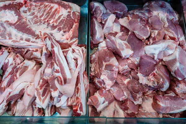 Markette taze et, Tayland. Mağazada et arkaplanı