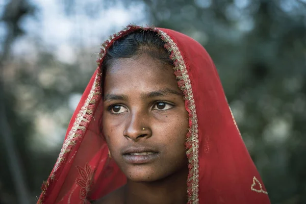 Pushkar Hindistan Kasım 2018 Çölde Hintli Genç Kız Thar Zamanında — Stok fotoğraf