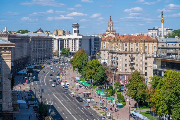 Kiev Ucrania Agosto 2020 Vista Calle Principal Khreshchatyk Centro Kiev — Foto de Stock