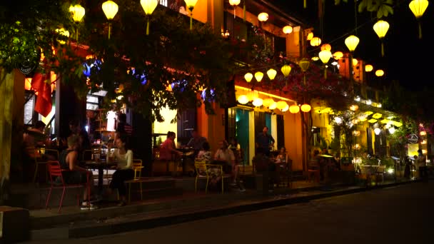 Hoi Vietnam Mart 2020 Hoi Gece Manzarası Renkli Restoranlar Hoi — Stok video