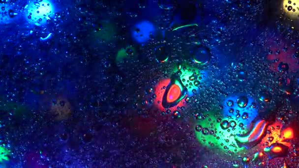 Kolorowy Abstrakcyjny Olejek Tła Tekstury Powierzchnią Wody Pianka Mydła Bąbelkami — Wideo stockowe
