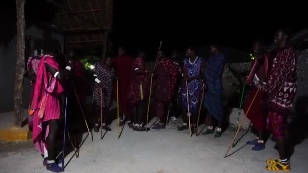 Zanzibar Tanzania December 2019 African Men Masai Dressed Traditional Clothes — Stock Video