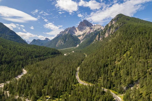 Vue Aérienne Forêt Montagnes Verdoyantes Dans Les Dolomites Italie Concept — Photo