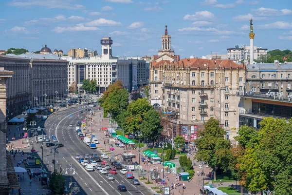 Kijów Ukraina Sierpnia 2020 Widok Główną Ulicę Chreszczatyk Centrum Kijowa — Zdjęcie stockowe