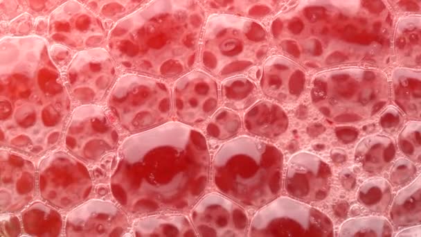 Бульбашки Поверхні Напою Червоної Калини Содового Напою Фоні Свіжий Напій — стокове відео