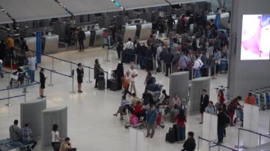 Bangkok, Thailand - jan 20, 2020 : Passengers arrive at check-in counters at Suvarnabhumi Airport, Bangkok, Thailand. Suvarnabhumi Airport it one of biggest international airports in Southeast Asia