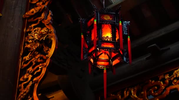 Chińska Czerwona Latarnia Obraca Się Buddyjskiej Świątyni Pobliżu Miasta Danang — Wideo stockowe