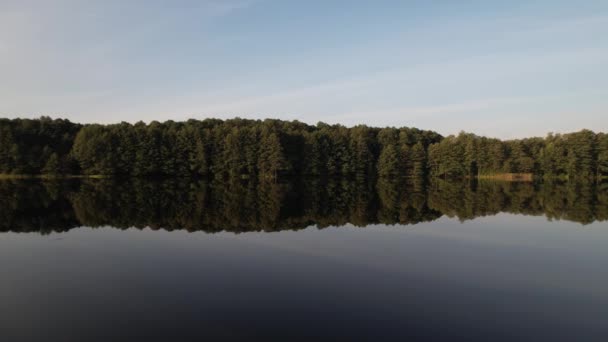 Летающий Над Спокойным Озером Возле Зеленого Леса Украина Европа Озерная — стоковое видео