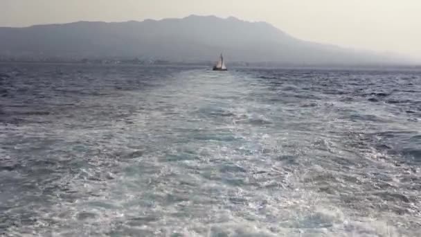 Blue Ocean Sea Water Wave Fast Yacht Boat Wake Foam — Video