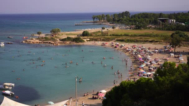 Didim Turkey September 2019 People Swim Sunbathe Sea Water Resort — Wideo stockowe