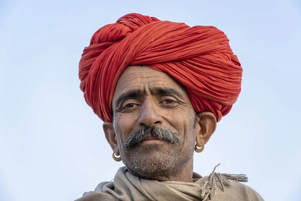 Pushkar Inde Nov 2018 Homme Indien Dans Désert Thar Pendant — Photo