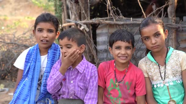 Pushkar India November 2018 Indiase Kinderen Woestijn Thar Tijd Pushkar — Stockvideo