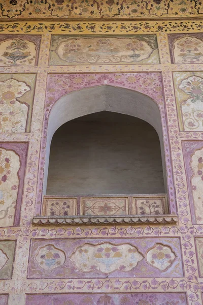 Архітектурні Деталі Бурштину Історичному Місті Амер Джайпур Раджастхан Індія Знамените — стокове фото
