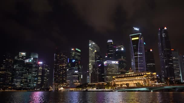 Singapore City Singapore Března 2019 Singapurský Mrakodrap Pohled Mrakodrapy Noci — Stock video