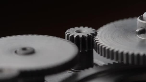 齿轮在机械装置中转动 机械金属齿轮旋转抽象 齿轮机械 — 图库视频影像