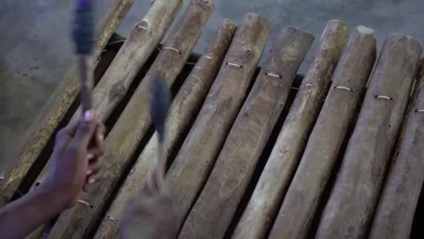 Händerna Musiker Som Spelar Marimba För Turister Zanzibar Tanzania Östra — Stockvideo