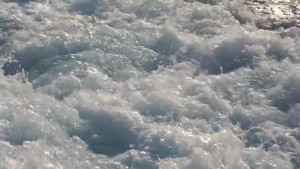 Blue Ocean Sea Water Wave Fast Yacht Boat Wake Foam — Wideo stockowe