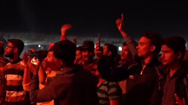 Pushkar India November 2018 Group Friends Dancing Live Music Concert — Vídeo de stock