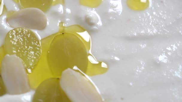 Traditional Spanish Dish Cold Soup Ajo Blanco Ajoblanco Garlic Almonds — Stock Video