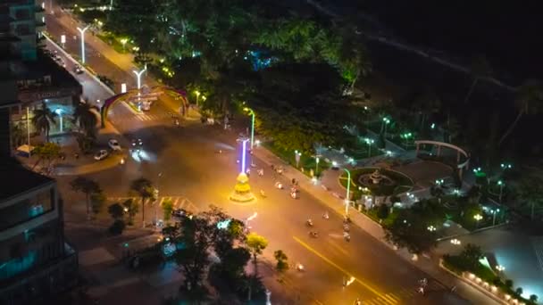 Nha Trang Vietnam Abril 2020 Caducidad Del Tráfico Nocturno Carretera — Vídeos de Stock