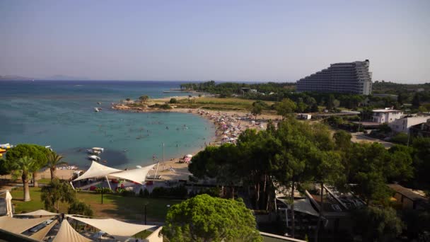 Didim Turkey September 2019 People Swim Sunbathe Sea Water Resort — Stock Video