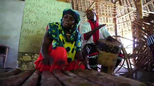Zanzibar Tanzania November 2019 African Musicians Play Local Musical Instruments — ストック動画