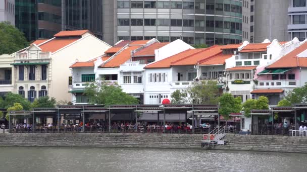 Singapur Stadt Singapur Februar 2020 Riverside Bars Und Restaurants Der — Stockvideo