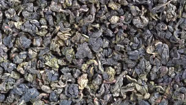 Green Tea Leaves Background Oolong Tea Rotates Abstract Food Textures — Stock Video