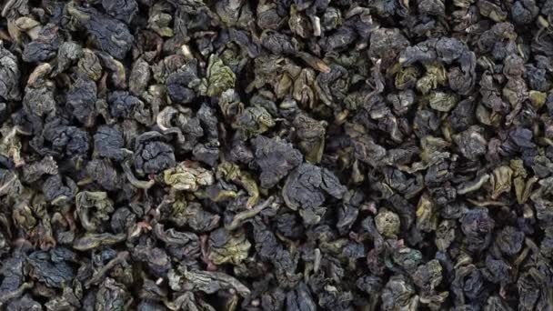 Zielona Herbata Pozostawia Tło Herbata Oolong Obraca Się Streszczenie Tekstury — Wideo stockowe