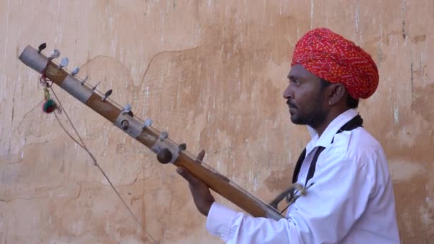 Jaipur India Noviembre 2018 Músico Folclórico Identificado Toca Instrumento Música — Vídeos de Stock