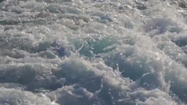 Blue Ocean Sea Water Wave Fast Yacht Boat Wake Foam — Stockvideo