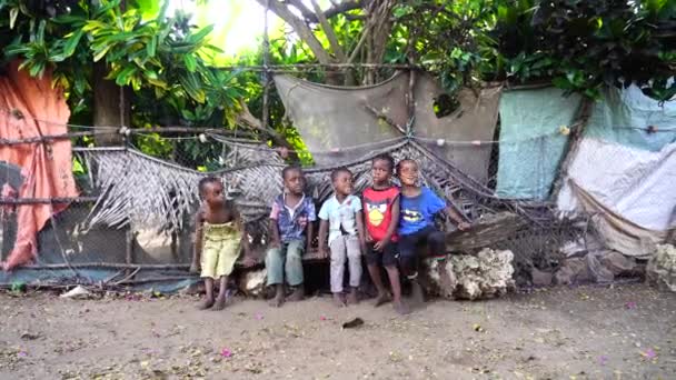 Zanzibar Tanzania Novembre 2019 Bambini Africani Sconosciuti Una Strada Dell — Video Stock