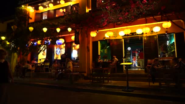 Hoi Vietnam Martie 2020 Peisaj Noapte Restaurante Pline Culoare Hoi — Videoclip de stoc