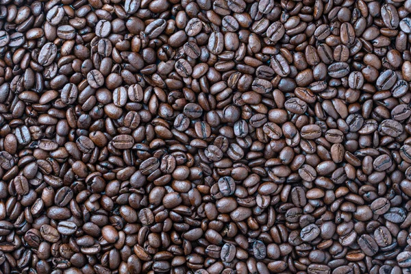 Achtergrond Van Vers Gebrande Koffiebonen Bovenaanzicht — Stockfoto